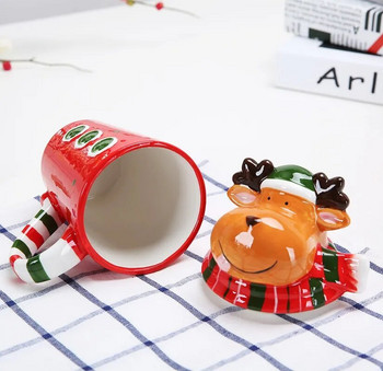 3D коледни чаши с капак на Елс/Снежен човек/Пингвин/Дядо Коледа Чаши за кафе Чаши за мляко Чаши за чай Термос Бутилка за вода Коледен подарък