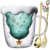 Χαριτωμένα κούπες 3D χριστουγεννιάτικο δέντρο ελάφια Κούπα καφέ τσαγιού φλιτζάνι γάλα Ποτήρια διπλού τοίχου μονωμένο φλιτζάνι εσπρέσο Τα καλύτερα προσωπικά δώρα γραφείου