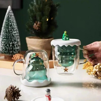 Χαριτωμένα κούπες 3D χριστουγεννιάτικο δέντρο ελάφια Κούπα καφέ τσαγιού φλιτζάνι γάλα Ποτήρια διπλού τοίχου μονωμένο φλιτζάνι εσπρέσο Τα καλύτερα προσωπικά δώρα γραφείου