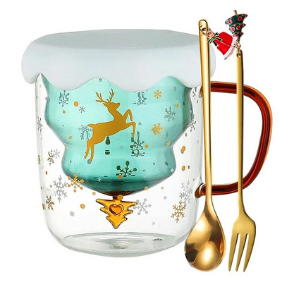 Χαριτωμένα κούπες 3D χριστουγεννιάτικο δέντρο ελάφια Κούπα καφέ τσαγιού φλιτζάνι γάλα Ποτήρια διπλού τοίχου μονωμένο φλιτζάνι εσπρέσο Τα καλύτερα προσωπικά δώρα γραφείου