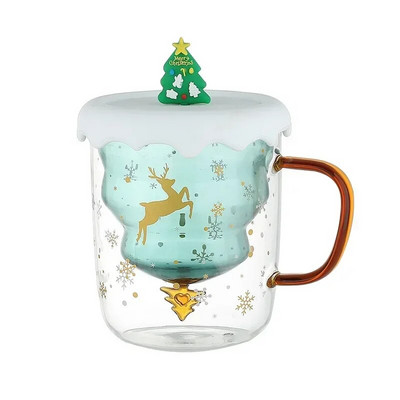 Χαριτωμένα κούπες 3D χριστουγεννιάτικο δέντρο ελάφια Κούπα καφέ τσαγιού φλιτζάνι γάλα Ποτήρια διπλού τοίχου μονωμένο φλιτζάνι εσπρέσο Τα καλύτερα προσωπικά δώρα γραφείου