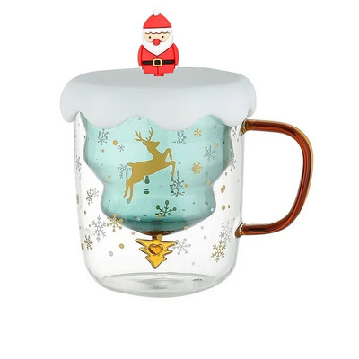 Χαριτωμένα κούπες 3D χριστουγεννιάτικο δέντρο ελάφια Κούπα καφέ τσαγιού φλιτζάνι γάλα Ποτήρια διπλού τοίχου μονωμένο φλιτζάνι εσπρέσο Τα καλύτερα προσωπικά δώρα γραφείου