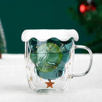 Χαριτωμένα κούπες 3D χριστουγεννιάτικο δέντρο ελάφια Κούπα καφέ τσαγιού φλιτζάνι γάλα Ποτήρια διπλού τοίχου μονωμένο φλιτζάνι εσπρέσο Τα καλύτερα προσωπικά δώρα γραφείου