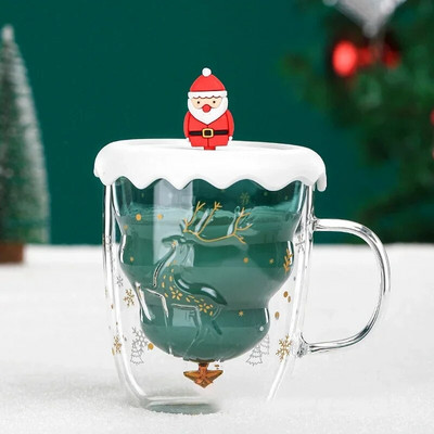 Χαριτωμένα κούπες 3D χριστουγεννιάτικο δέντρο ελάφια Κούπα καφέ τσαγιού φλιτζάνι γάλα Ποτήρια διπλού τοίχου μονωμένο φλιτζάνι εσπρέσο Τα καλύτερα προσωπικά δώρα γραφείου