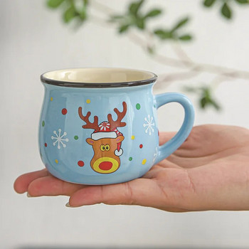 Керамична коледна чаша с мус Карикатура на Дядо Коледа Чаша за кафе за офис, домашно печене, десерт, закуска, чаша за мляко за деца, коледен подарък
