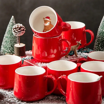 Χριστουγεννιάτικη Κεραμική Χαριτωμένη Κούπα Εσωτερική 3D Santa Snowman Elk Bear Animal Coffee Milk Water Cup Χριστουγεννιάτικο δώρο για προμήθειες σπιτιού