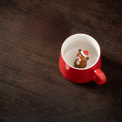 Kalėdinis keraminis mielas puodelis vidinis 3D Kalėdų Senelis Sniego senelis Briedis Meškiukas Gyvūnas Kavos Pieno Vandens puodelis Kalėdų vakarėlio dovana namų reikmenims