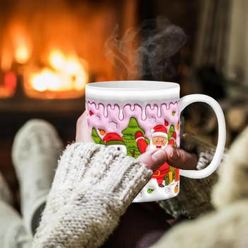 Τρισδιάστατες χριστουγεννιάτικες κούπες κεραμικές κούπες χαριτωμένες κούπες με ζωγραφισμένες κούπες καφέ καινοτόμα 350ml Δώρο για τους λάτρεις του τσαγιού με γάλα καφέ