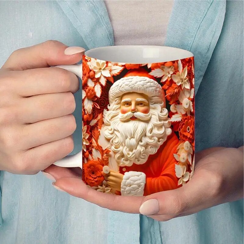 Τρισδιάστατες χριστουγεννιάτικες κούπες κεραμικές κούπες χαριτωμένες κούπες με ζωγραφισμένες κούπες καφέ καινοτόμα 350ml Δώρο για τους λάτρεις του τσαγιού με γάλα καφέ
