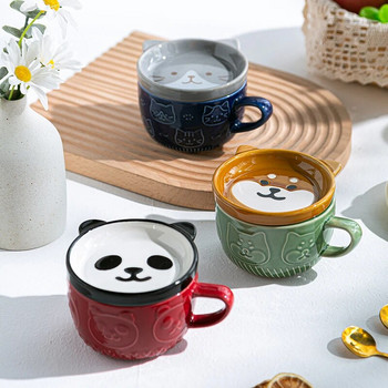 250 мл японска Shiba Inu керамична чаша за кафе, чинийка, карикатура, животно, закуска, чаша за мляко, релефна чаша за кафе, следобеден чай, принадлежности