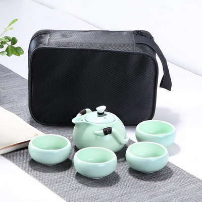 κεραμική τσαγιέρα βραστήρας gaiwan φλιτζάνι τσαγιού για puer κινέζικο δοχείο τσαγιού φορητό σετ τσαγιού με τσάντα ταξιδιού Δωρεάν αποστολή