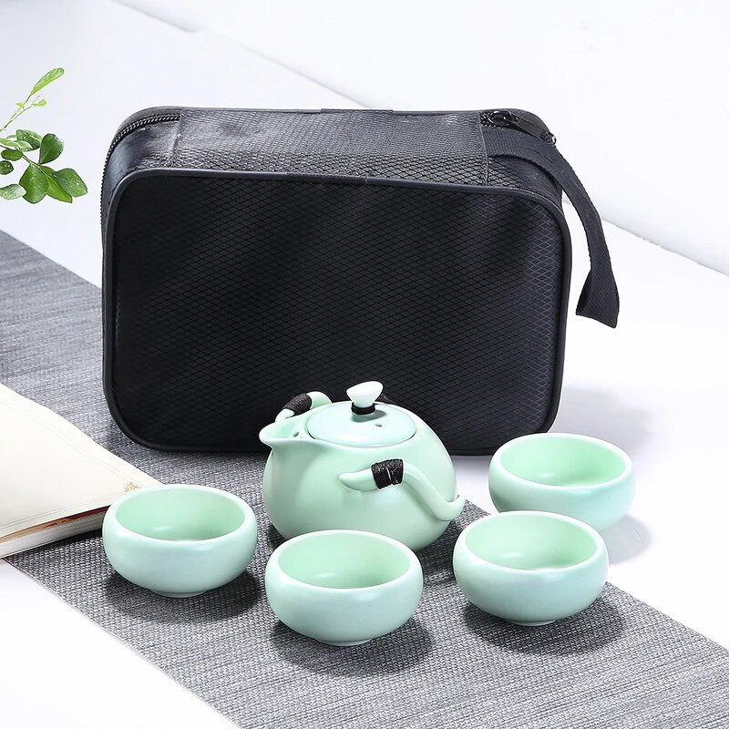 κεραμική τσαγιέρα βραστήρας gaiwan φλιτζάνι τσαγιού για puer κινέζικο δοχείο τσαγιού φορητό σετ τσαγιού με τσάντα ταξιδιού Δωρεάν αποστολή