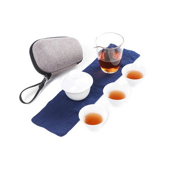 Китайски комплект за чай Керамичен преносим комплект чайници Пътуване на открито Gaiwan Чаши за чай Чаена церемония Чаша за чай Изискан подарък Безплатна доставка