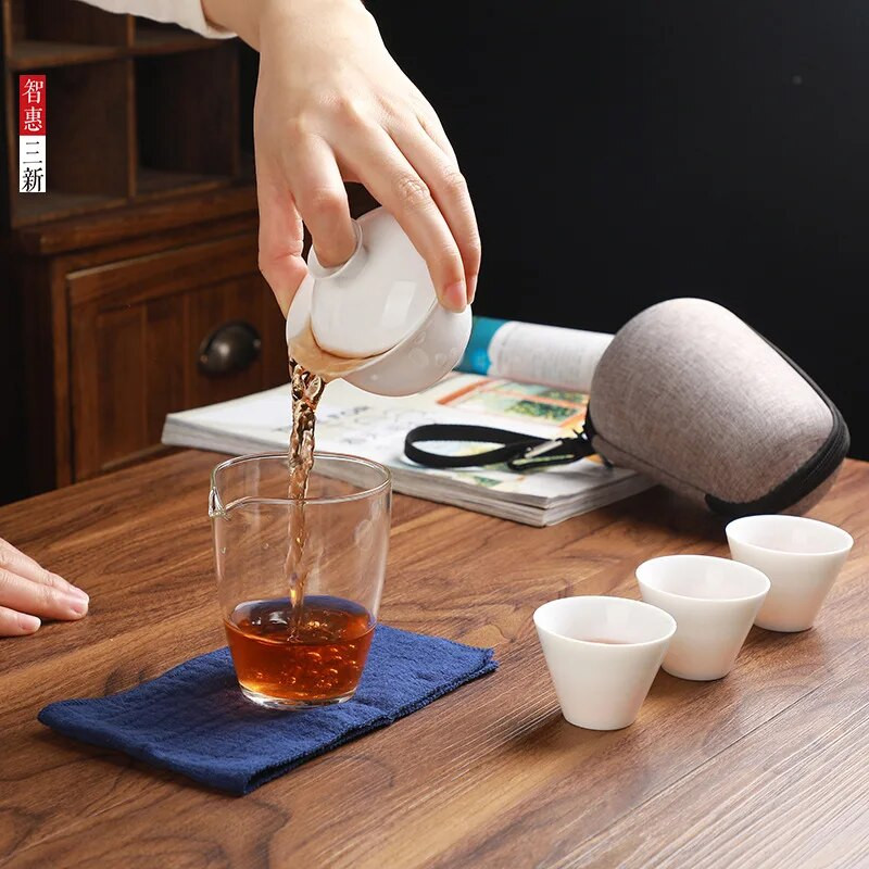 Kinietiškas arbatos rinkinys Keraminis nešiojamas arbatinuko rinkinys Lauko kelionės Gaivanas arbatos puodeliai arbatos ceremonijos arbatos puodelis Puiki dovana Nemokamas pristatymas