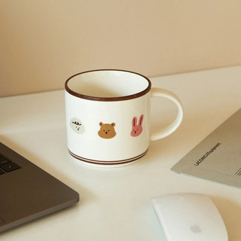 Керамична чаша с анимационно мече Издръжлива сладка животинска шарка Чаши за мляко Кафе Чай Домашна кухня Съдове за напитки Страхотен подарък за приятели Деца