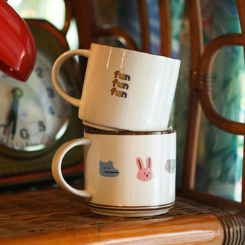 Керамична чаша с анимационно мече Издръжлива сладка животинска шарка Чаши за мляко Кафе Чай Домашна кухня Съдове за напитки Страхотен подарък за приятели Деца