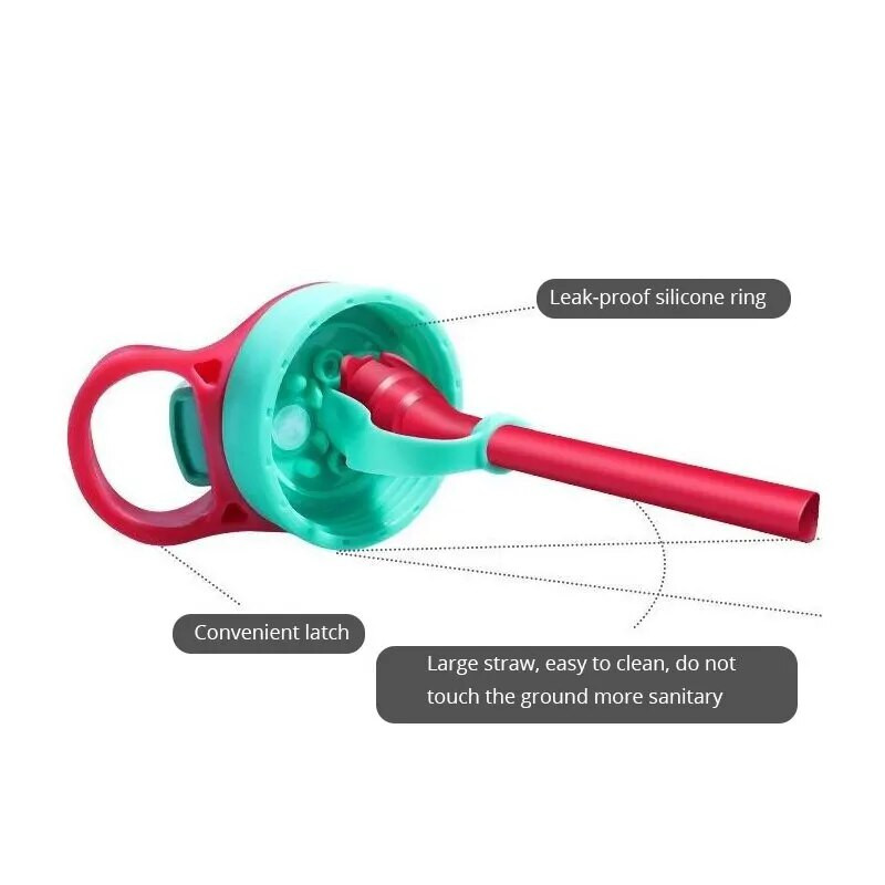 1 vnt. žalias 480 ml nešiojamasis vandens butelis vaikams Vaikų vandens buteliai Kūrybiški animaciniai kūdikių puodeliai su šiaudeliais, nepralaidūs