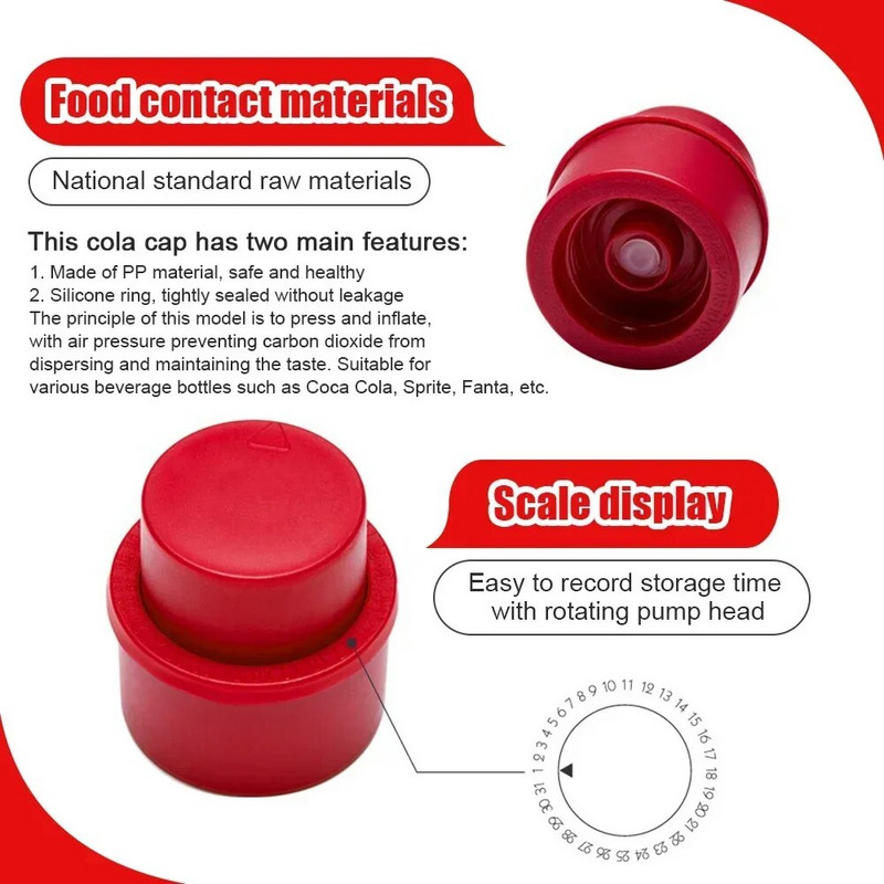 1/2/3 kom čepova za boce, hermetički nepropusnih čepova za soda kovrčave čepove za brtvljenje pića za višekratnu upotrebu, poklopac za čepove za boce s gaziranim napitcima