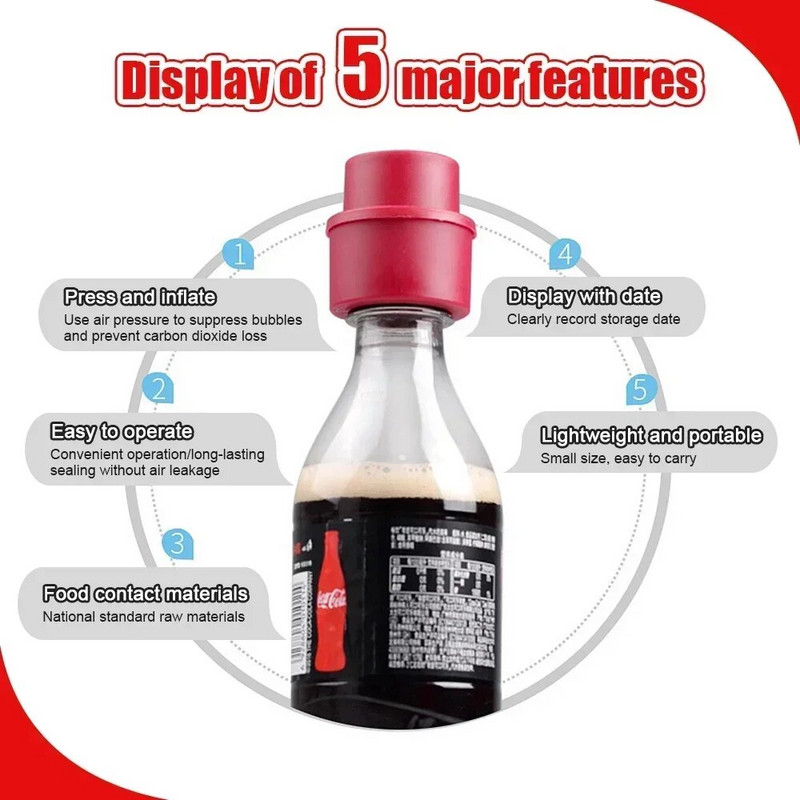 Novi vakuumski čep za bocu sa sodom, gornji poklopac za bocu, mekani čepovi za brtvljenje na napuhavanje, za višekratnu upotrebu, zaporna boca za smrznuta gazirana pića