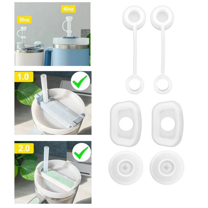 Silikono išsiliejimo nepraleidžiančių kamščių rinkinys iš 6, suderinamas su Stanley puodeliu 1,0/2,0 40 uncijų / 30 oz.