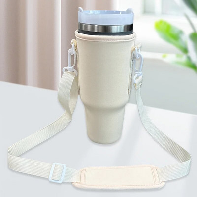 Geantă pentru sticle de apă compatibilă cu paharul Stanley de 40 oz cu mâner, suport pentru sticle de apă cu curea de umăr reglabilă