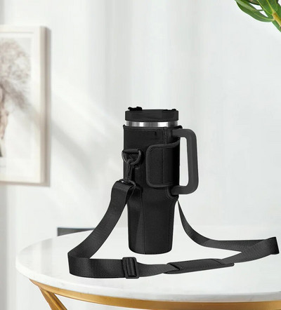 Geantă pentru sticle de apă compatibilă cu paharul Stanley de 40 oz cu mâner, suport pentru sticle de apă cu curea de umăr reglabilă