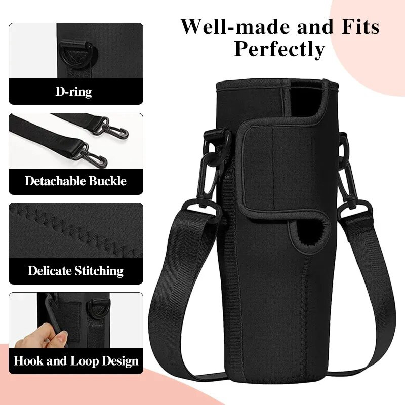 Geantă pentru sticle de apă compatibilă cu paharul Stanley de 40 oz cu mâner, suport pentru sticle de apă cu curea de umăr reglabilă