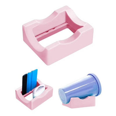 Ποτηροθήκη σιλικόνης με ενσωματωμένη υποδοχή κούπα Γυάλινη θήκη για χειροτεχνίες Χαλκομανίες βάση κυρτότητας ποτηριού