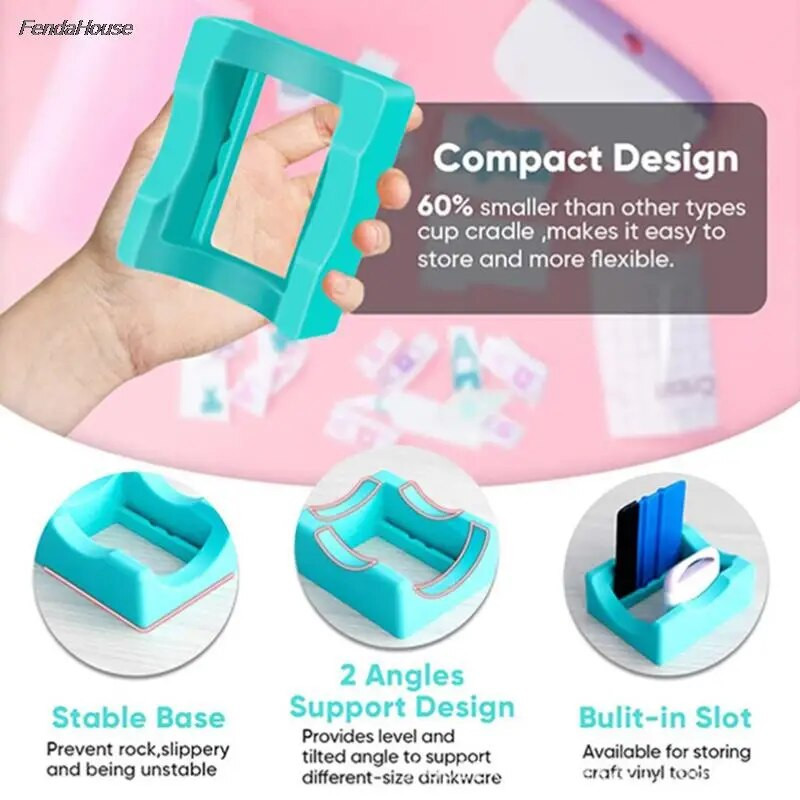 Ποτηροθήκη σιλικόνης με ενσωματωμένη υποδοχή κούπα Γυάλινη θήκη για χειροτεχνίες Χαλκομανίες βάση κυρτότητας ποτηριού