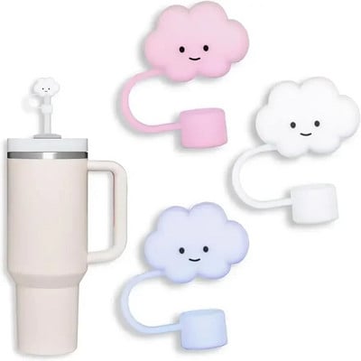 Πακέτο 3 συμβατό με Stanley 30&40 Oz Tumbler, 10mm Cloud Shape Straw Covers Cap, Cute Silicone Cloud Straw καλύμματα