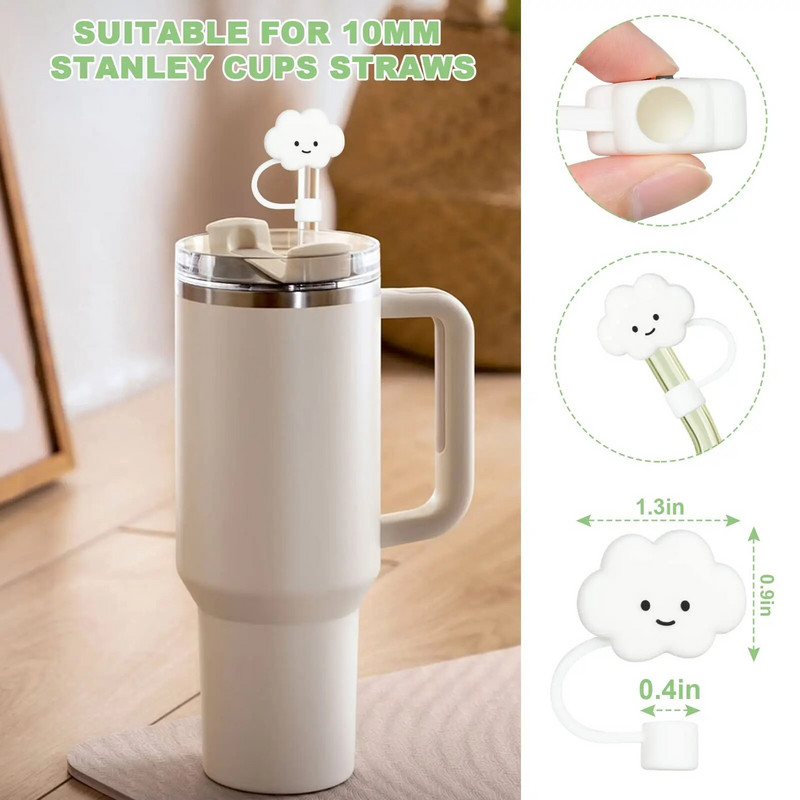 Šiaudų dangteliai, suderinami su Stanley 30 ir 40 Oz stikline, silikoniniai šiaudų antgalių dangteliai, daugkartinio naudojimo šiaudų apsaugos dangtelis