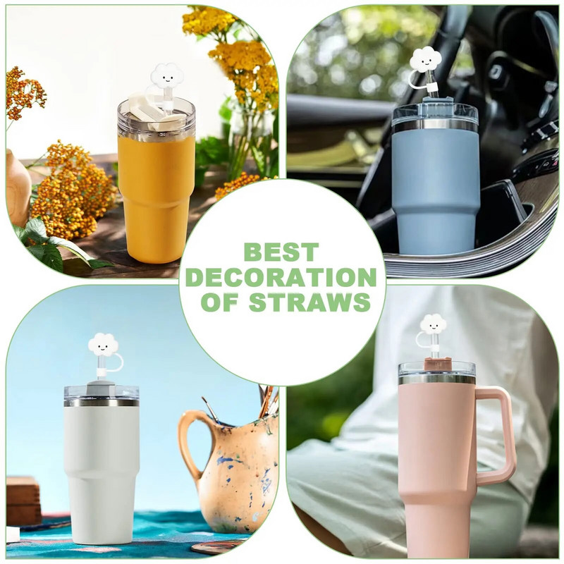 Šiaudų dangteliai, suderinami su Stanley 30 ir 40 Oz stikline, silikoniniai šiaudų antgalių dangteliai, daugkartinio naudojimo šiaudų apsaugos dangtelis