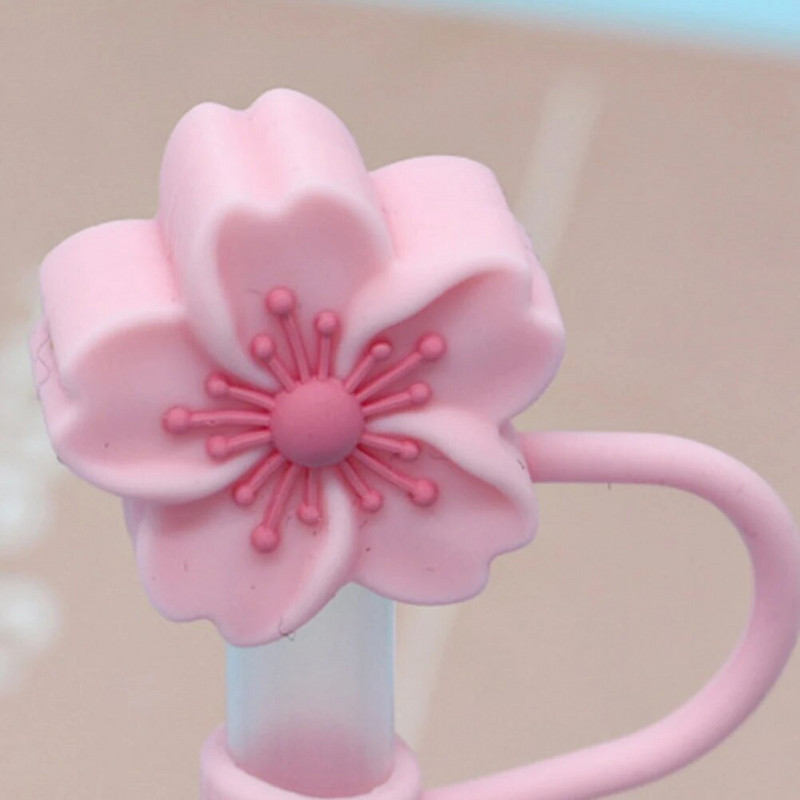 4 kom. Silikonski poklopac od slamčice u obliku cvijeća, slamkasti poklopac otporan na prašinu, za višekratnu upotrebu, simpatičan dodatak za šalicu s vrhom slamčice za sve slamke od 10 mm