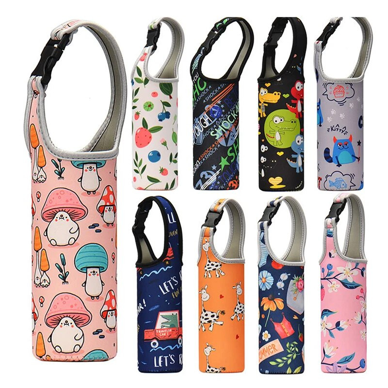 Nešiojamo vandens butelio dėklo rankovės sportinė izoliacija vandens butelių dangtelių maišelis su dirželiu mobiliojo telefono laikiklio buteliuko maišelis