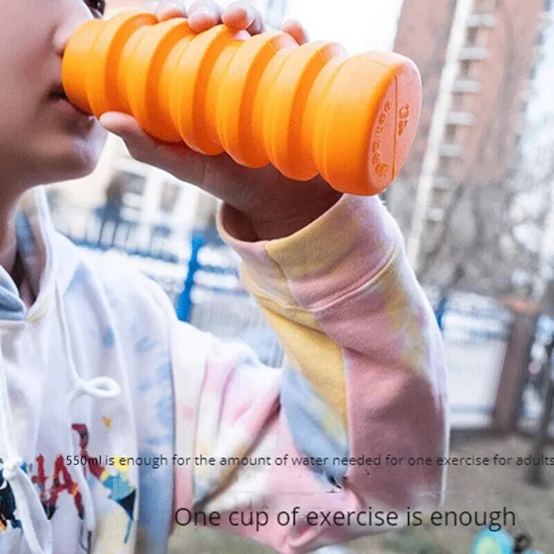 550ml Μεγάλης χωρητικότητας Αθλητικό Κύπελλο Νερού Σιλικόνης Προστατευτικό Πτυσσόμενο Φορητό Κύπελλο Νερού Ταξιδιωτικό Κάμπινγκ Πεζοπορία Κύπελλο νερού