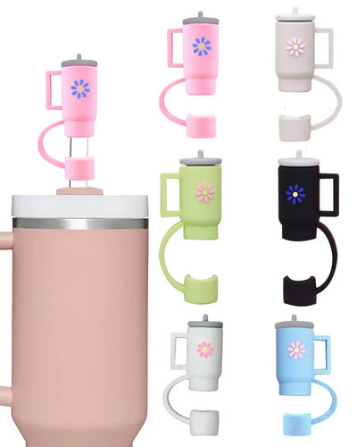 Ψάθινο καπάκι για Stanley Cup, Ψάθινο κάλυμμα σιλικόνης Συμβατό με ποτήρι 30&40 Oz με λαβή