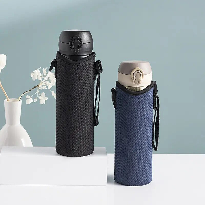 Nešiojamas vandens butelio dangtelis, izoliacinis maišelis, nešiojamas su dirželiu vandens butelio dėklo puodelio rankovės vakuuminis puodelis rankovės stovyklavimo priedai