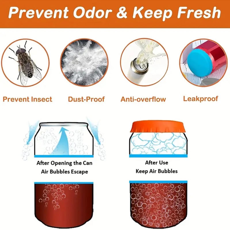 6 komada - Silikonski poklopac za limenke, poklopac za gazirane napitke, poklopac za limenke piva, brtvljenje, nepropusni poklopac za colu