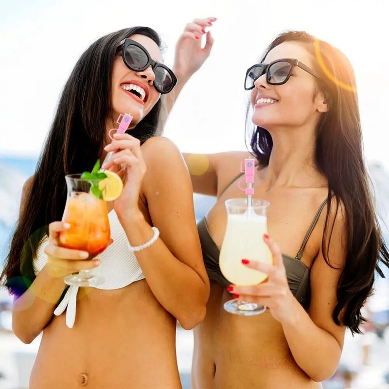 2 vnt. šiaudų dangteliai, silikoniniai daugkartinio naudojimo puodelio formos šiaudų antdėklai šiaudų kištukas, skirtas Stanley 30 ir 40 uncijų stiklinės mielo puodelio priedai