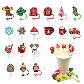 Χριστουγεννιάτικο κάλυμμα από καλαμάκι από σιλικόνη Tips Drinking Dust Cap Santa Snowman Yeti Straw Stopper Επαναχρησιμοποιήσιμο Χριστουγεννιάτικο πάρτι με άχυρο