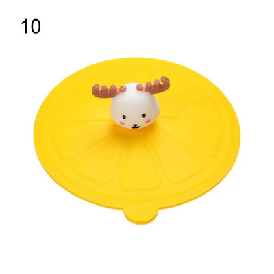 10 cm animacinių filmų mielas silikoninis puodelio dangtelis, karščiui atsparus, nepralaidus, sandarus dangtelis, dulkėms atsparus puodelio dangtelis arbatos kavos dangteliai