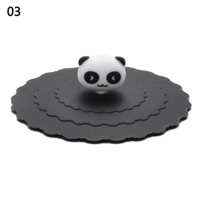 10 cm animacinių filmų mielas silikoninis puodelio dangtelis, karščiui atsparus, nepralaidus, sandarus dangtelis, dulkėms atsparus puodelio dangtelis arbatos kavos dangteliai