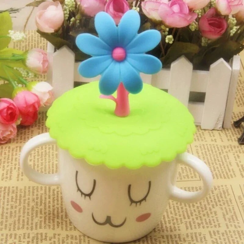 Silikonska navlaka za šalicu otporna na prašinu Kreativni crtić Dnevne potrepštine Nepropusna kružna silikonska navlaka Poklopac za šalicu za kavu U obliku cvijeća