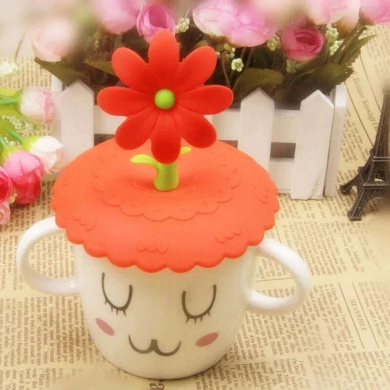 Silikonska navlaka za šalicu otporna na prašinu Kreativni crtić Dnevne potrepštine Nepropusna kružna silikonska navlaka Poklopac za šalicu za kavu U obliku cvijeća