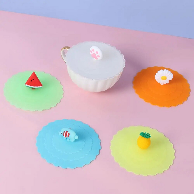 Mieli arbatos kavos dangteliai Neperšlampami dulkėms atsparūs siurbimo puodelio dangteliai Silikoninis puodelio dangtelis