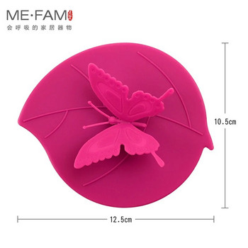 ME.FAM Fashion Colorful Lovely 3D Butterfly + Leaves Силиконова капачка за чаша 10,5 cm Прахоустойчив уплътнителен капак Стъклокерамична пластмасова капачка за чаша