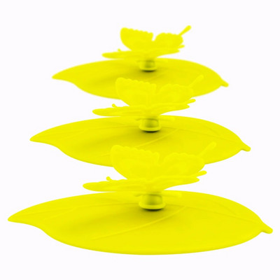 ME.FAM Fashion Colorful Lovely 3D Butterfly + Φύλλα Κάλυμμα Κυπέλλου Σιλικόνης 10,5 cm Καπάκι Σφραγίδα με προστασία από τη σκόνη Γυάλινο Κεραμικό Πλαστικό Καπάκι Κούπας