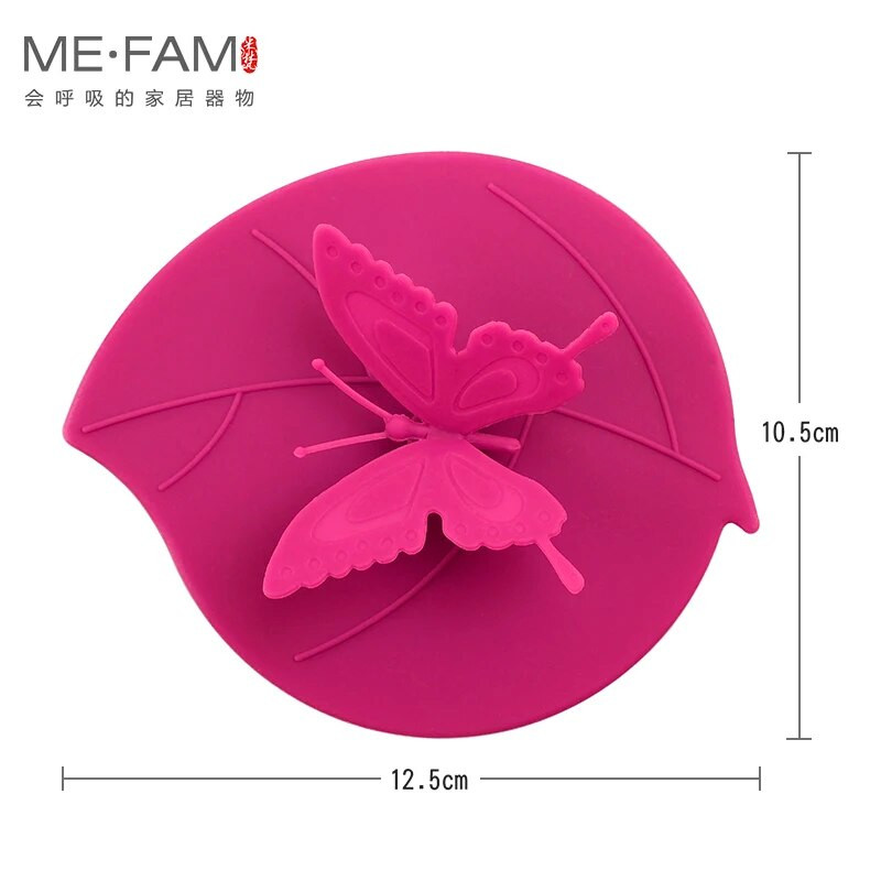 ME.FAM Fashion Colorful Lovely 3D Butterfly + Φύλλα Κάλυμμα Κυπέλλου Σιλικόνης 10,5 cm Καπάκι Σφραγίδα με προστασία από τη σκόνη Γυάλινο Κεραμικό Πλαστικό Καπάκι Κούπας