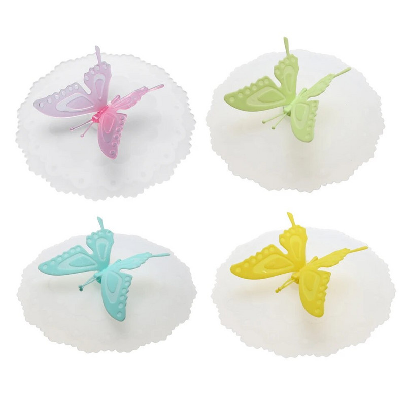 Cute Butterfly Καπάκια Κυπέλλου Σιλικόνης Αντισκόνη Κάλυμμα Κούπας Αδιάβροχο