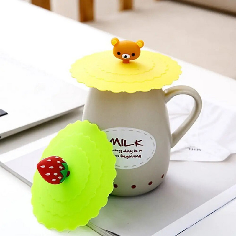 1kom crtani silikonski poklopac za šalicu otporan na toplinu, otporan na prašinu, poklopci za čaj, slatki zatvoreni, nepropusni poklopci, dodaci za šalice